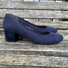 M&S Marks Spencers Collection Court Heels Shoe Navy Faux Suede Insolia UK 6 Wide