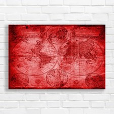 The Old Vintage Map Red Canvas