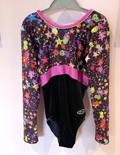 The Zone Gymnastics Leotard, Black And Multi Coloured, Size 32”