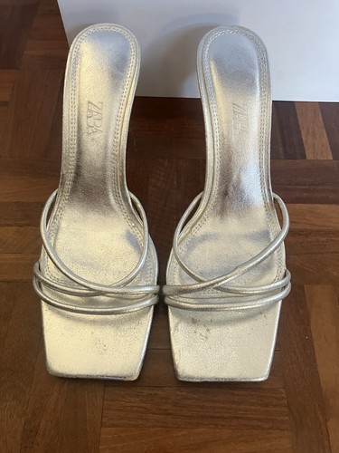 Zara silver mules size - size, 39/6