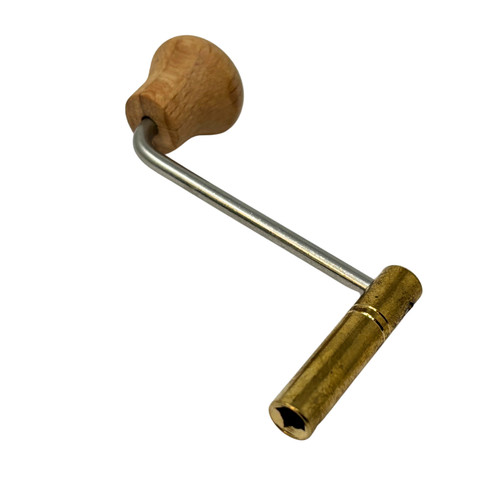 Clock crank key brass wood - key,