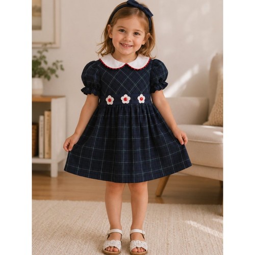Vintage girls navy plaid - vintage,