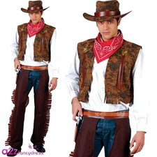Adult Western Cowboy Costume Wild West Texan Sheriff Rodeo Mens Fancy Dress