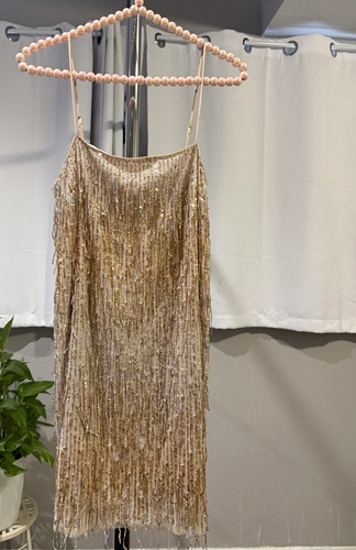 Gold mesh cowl neck - mesh, sequin