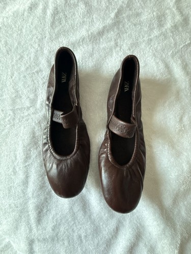 Zara leather ballerinas with - leather,