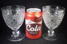 Pair Vintage Edinburgh & Leith Crystal Gin Tonic Goblet Glasses 4.75"h (signed)
