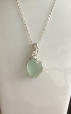 Genuine English Sea glass Jewellery Pendant+Necklace Silver Plated, Unique Gift