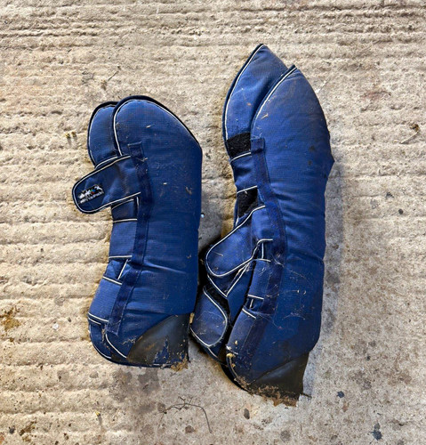 Blue fabric horse travel boots - horse,