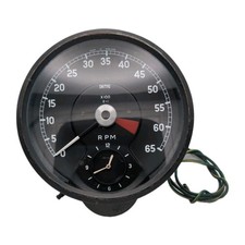 Vintage SMITHS Black 65 RPM Tachometer Rev Counter & Clock Gauge Classic Car 