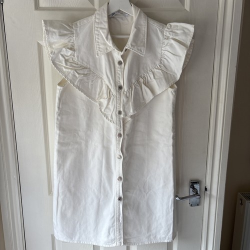 Zara large denim cotton ruffle - zara,