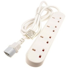 IEC C14 to 4 Way Gang UK Mains Sockets Lead UPS Power Splitter 2m