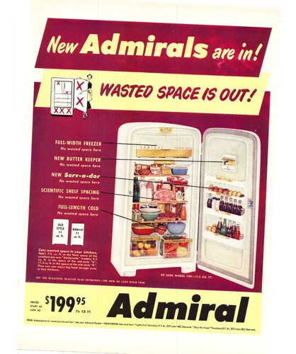 1951 admiral refrigerator - 1951,