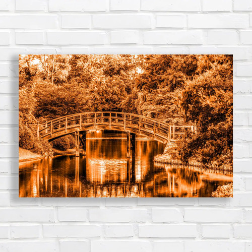 Serene woodland bridge orange - woodland,