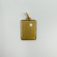 Large Vintage Rectangular 9ct Gold Heart Pendant / Charm 1978