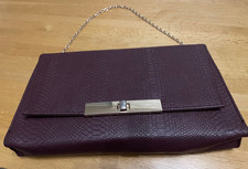 Ladies Womens New Look oversized Burgundy Faux Animal Skin Clutch bag Handbag
