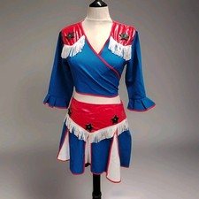 Red White Blue Cheerleader Outfit 4th July American USA Fancy Dress 12-14 Stars