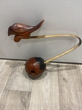 Hand Carbed Wooden Bird Clacker Percussion Instrument 