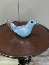Vintage Dove Bird Murano Fratelli Toso Opalescent Blue Art Bubbles Glass 