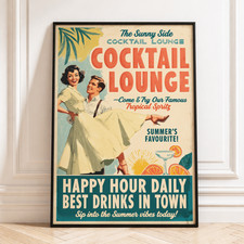 Cocktail Lounge Vintage A4 Art