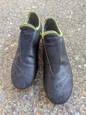 PUMA Finesse Firm Ground Laceless FG Black Green Football Boots Size UK 4