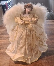 CHRISTMAS ANGEL TREE TOPPER  - FEATHER IVORY 12" VGC VINTAGE RETRO