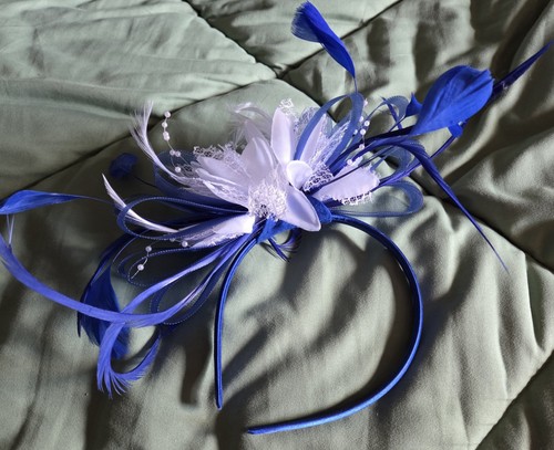 Blue white fascinator - blue, &