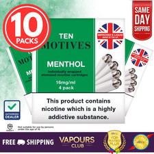 Ten Motives Menthol Refills 10 Packs of 4 | 40 Refills | UK Stock TRACKED POST !