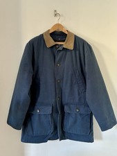 Lands End/dark Blue/cotton/barn/chore/coat/removable Lining/great Condition/Med.