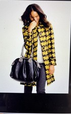 BODEN 100% Wool Giant Houndstooth Black/Yellow Coat. UK 10