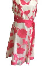 Jacques Vert   Red White Chiffon Flared   Dress Uk 18 Ec + Chiffon wrap Away 2.9