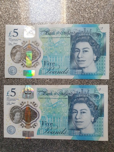 Rare five pound notes - 2x,
