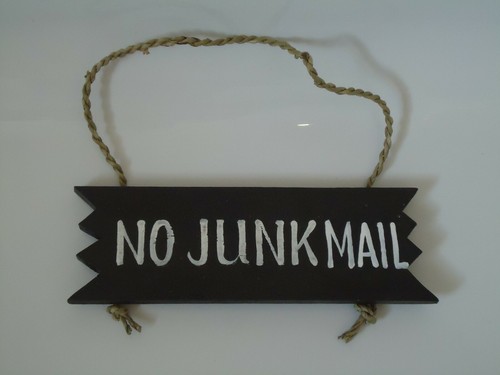 Junk mail sign wood hand - no,