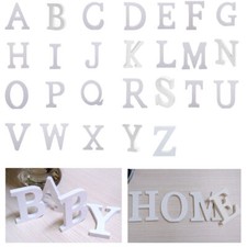 Wooden Alphabet  A–Z Letters White 8cm Decorative Sign for Home Party Craft 1–5x