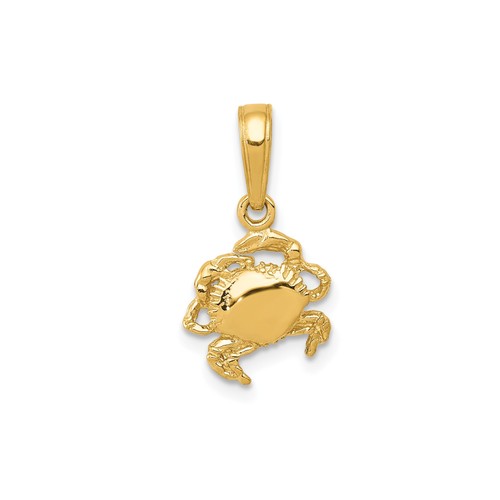 10k yellow gold solid crab - gold,