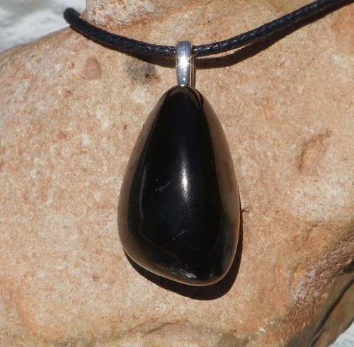 Jet free form stone pendant - free,