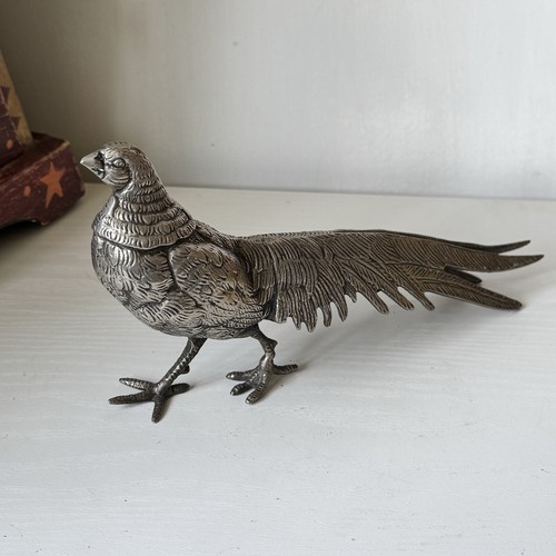Vintage silver plate pheasant - vintage,