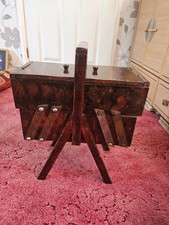 vintage wooden sewing box on