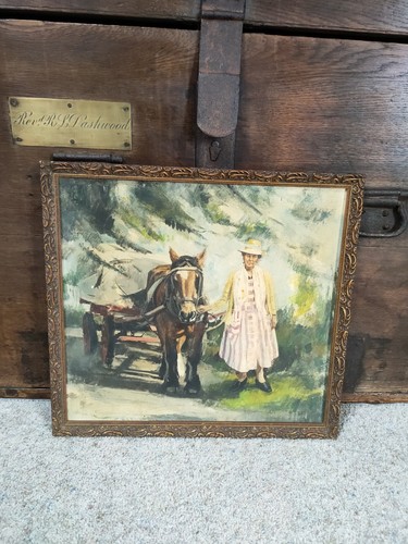Horse lady figure original oil - original,