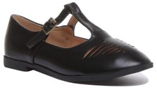 Women Ladies Side Buckle Cut Out Geek T Bar Shoes In Black Or Pink Size UK 3 - 8