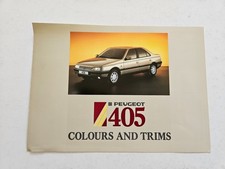 PEUGEOT 405 INC MI16 COLOUR AND TRIM GUIDE 1987 1988