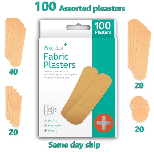100 assorted fabric plasters - assorted,