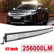42" INCH Curved LED Light Bar Tri-Row Spot Flood Combo Offroad Driving 4WD Truck