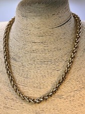 Heavy quality gold tone metal plaited style thick chain necklace 80s look