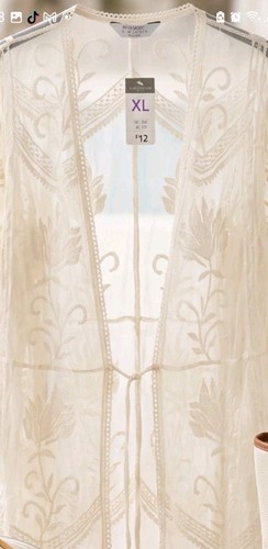 Cream sheer embroidered - embroidered, floral