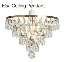 EasyFit Brass Finish and Crystal Ceiling Pendant Light Fitting