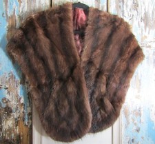 Vintage 1960s Brown Fur Stole Cape - One Size