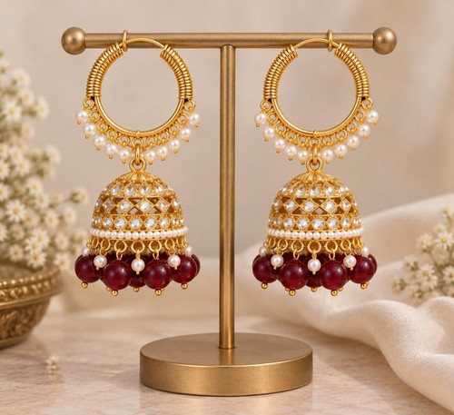 Indian kundan jhumka earrings - jhumka,