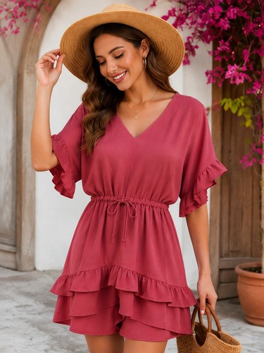 Womens small red romper - small,