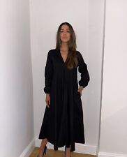 Brand New Monsoon Black V Neck Balloon Sleeves Pocket Dress Size 10-20