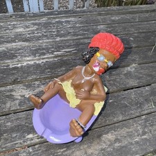 Rasta Figure Smoking Ashtray Bobble Head  Polyresin tobacciana